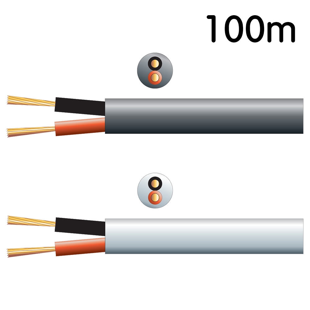 Mercury 801.817 / 801.818 2 core, double insulated speaker cable rated at 15A for 100V line PA speaker installation