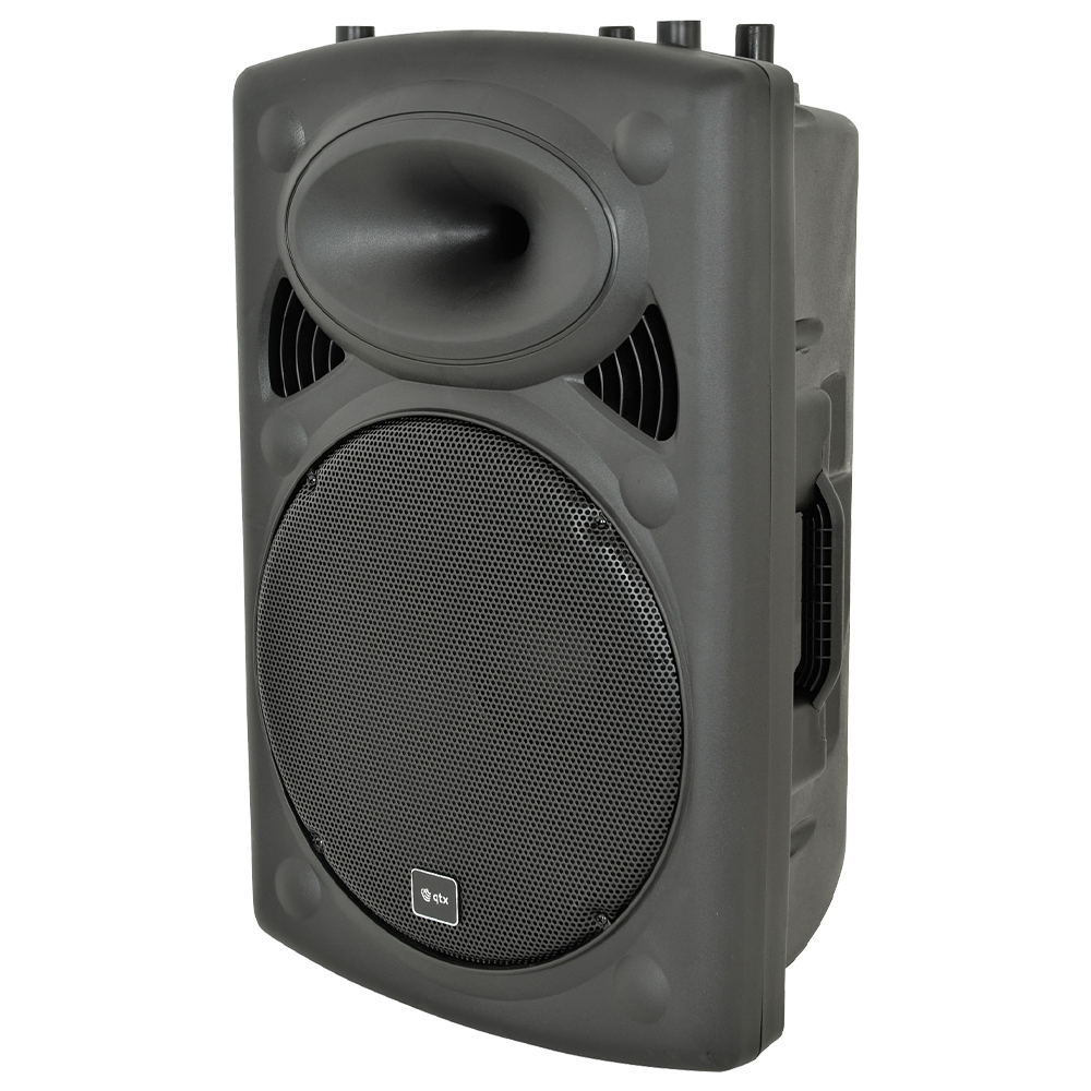QTX QR15K portable, all-in-one moulded powered loudspeaker