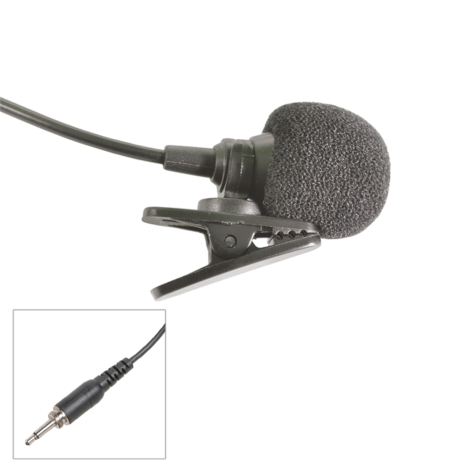 Chord LLM-35 clothing clip condenser microphones with locking 3.5mm jack plug with external 7.9mm male thread for Citronic, QTX, Chord, KAM and Gemini 16ch wireless microphones etc.