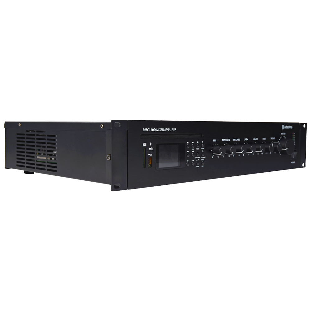 Adastra RMC120D 120W 100V line mixer amplifier with CD, DAB+, Bluetooth and USB/SD