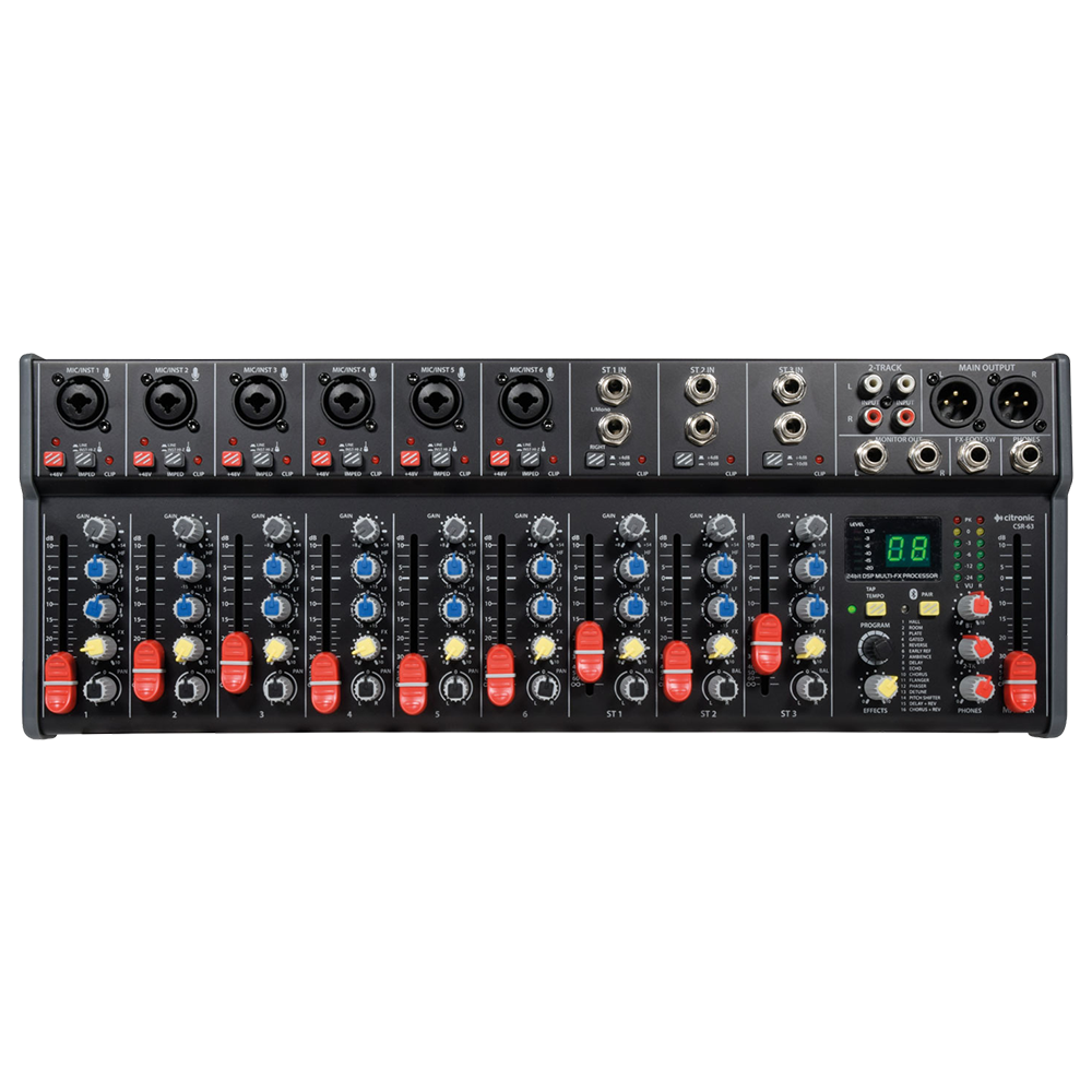 Citronic CSR-63 9-channel mixing desk with Bluetooth and DSP