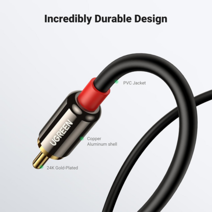 UGREEN 10591 5m 3.5mm stereo jack to twin RCA audio lead