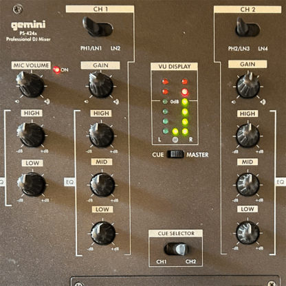 Gemini PS-424x 2-channel stereo mixer - used, missing centre pan knob