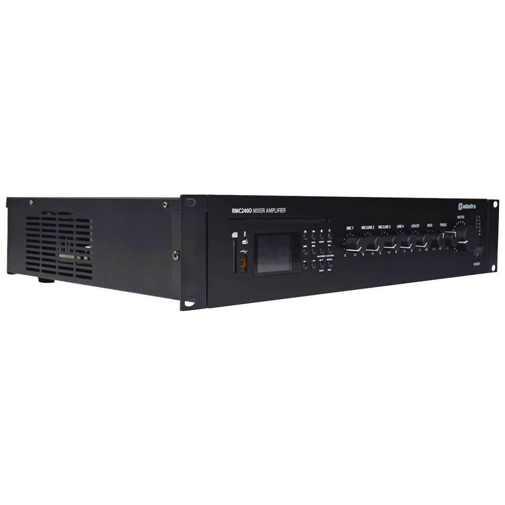 Adastra RMC240D 240W 100V line mixer amplifier with CD, DAB+, Bluetooth and USB/SD