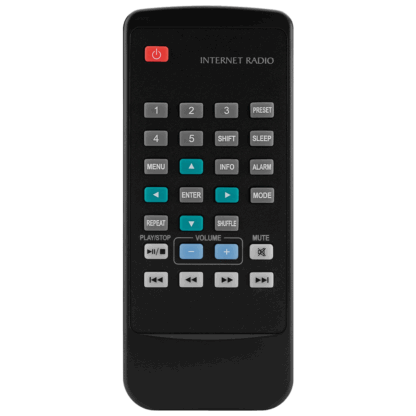 Remote control for Monacor WAP-204RS internet radio, FM RDS and DAB+ tuner and MP3 media player