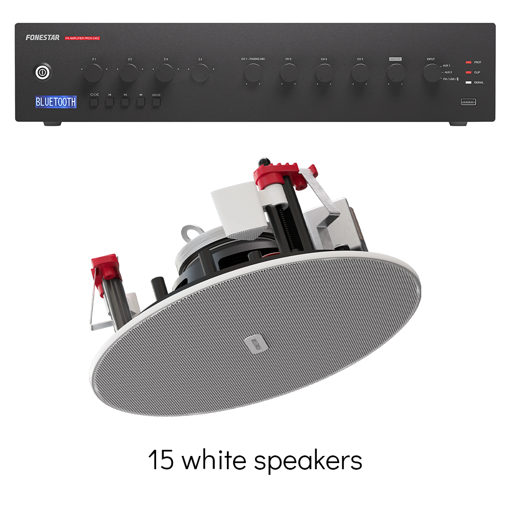 Fonestar 4-zone Bluetooth background music sound system with 18-30 ceiling speakers