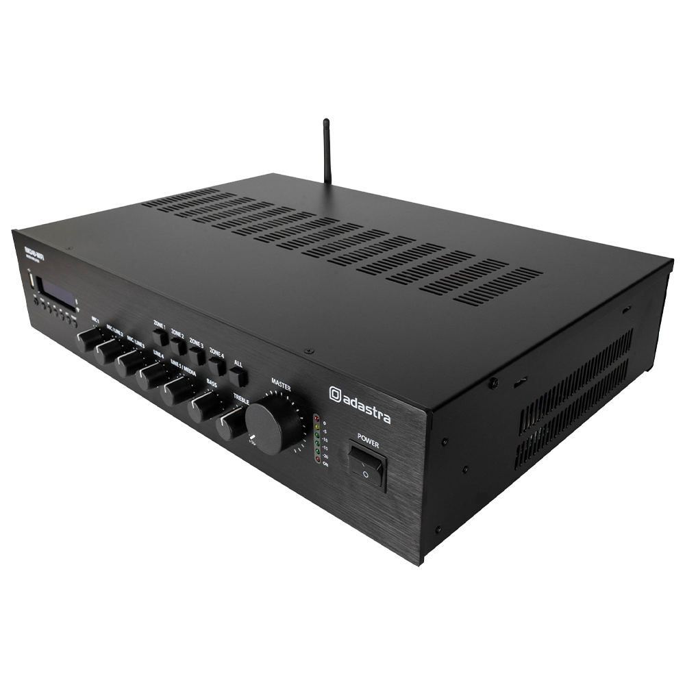Adastra RM240-WiFi 240w 5 channel 100v line mixer amplifier with internet radio, Bluetooth and USB/SD