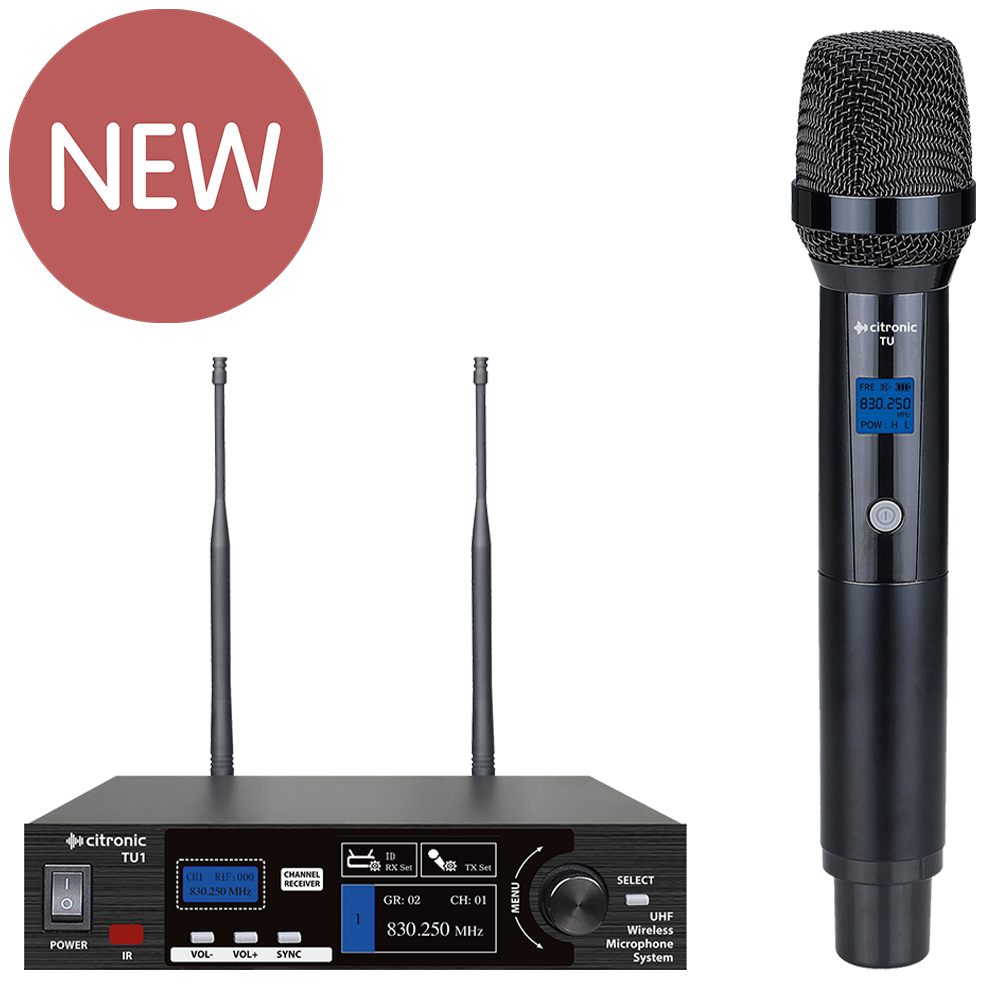 Citronic TU1-H Ch 65 & 70 UHF wireless microphone system with 1 handheld microphone transmitter