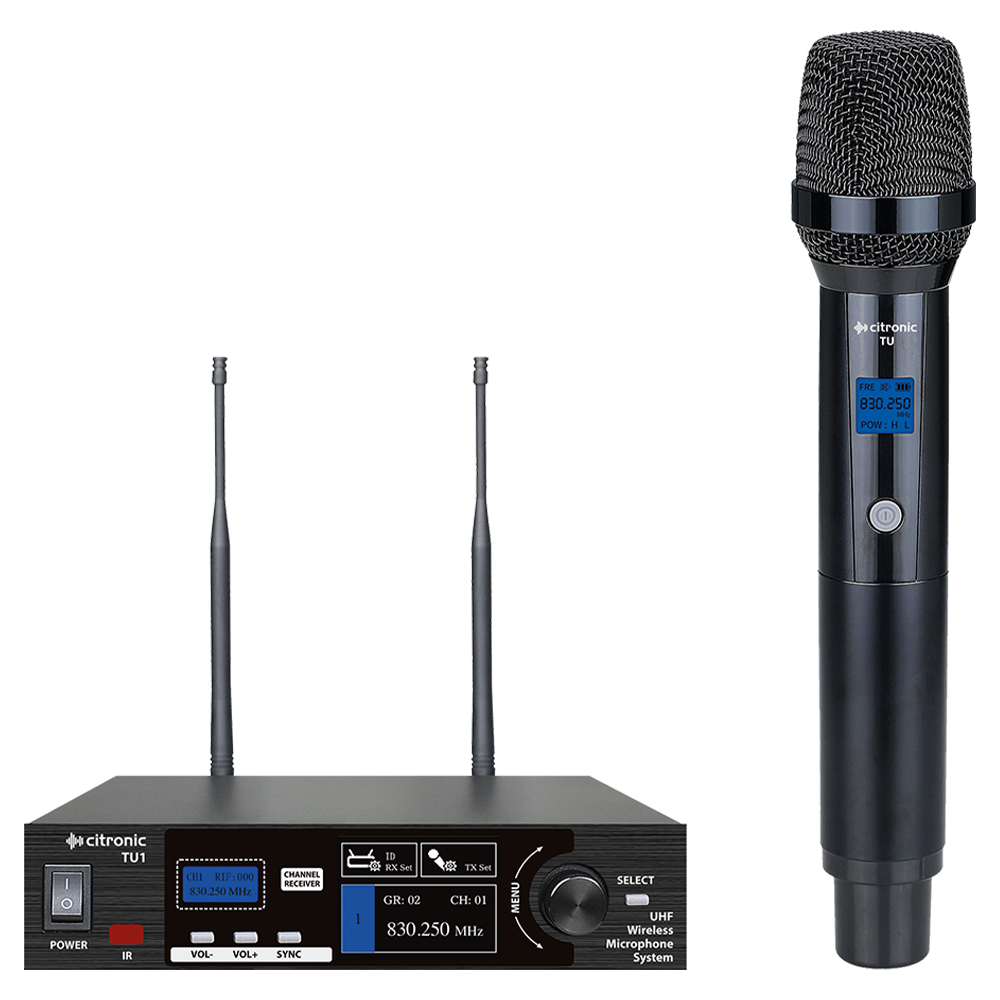 Citronic TU1-H Ch 65 & 70 UHF wireless microphone system with 1 handheld microphone transmitter