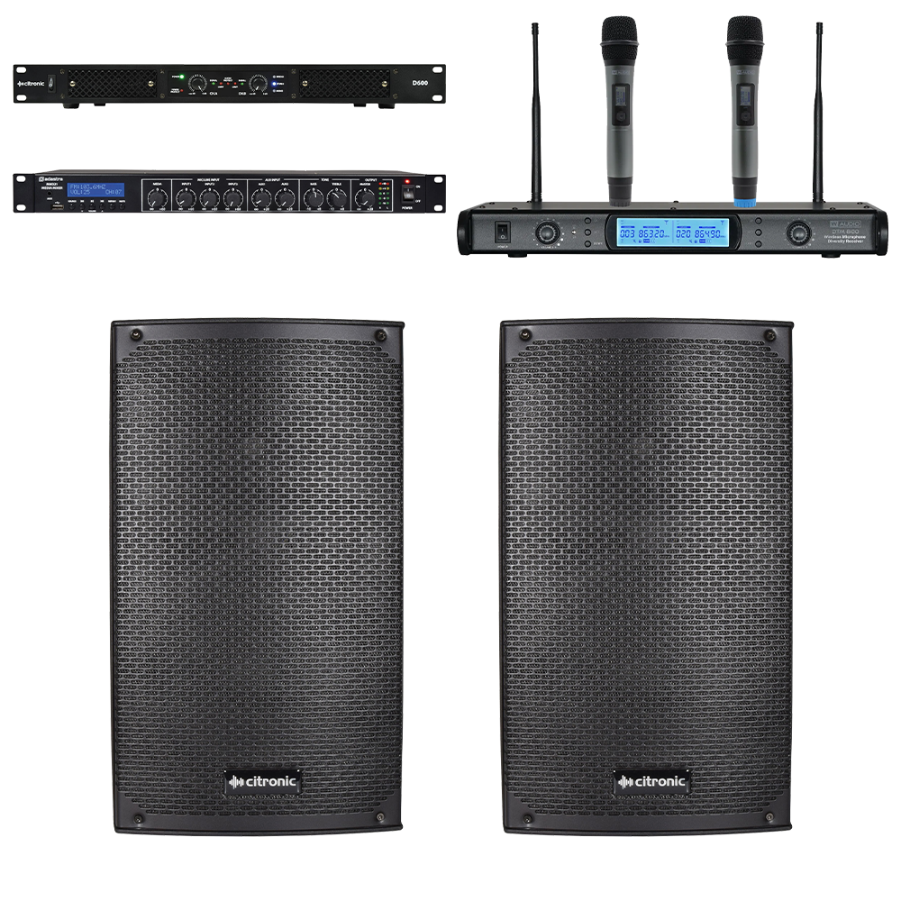 Complete Village Hall Sound System with Two Speakers