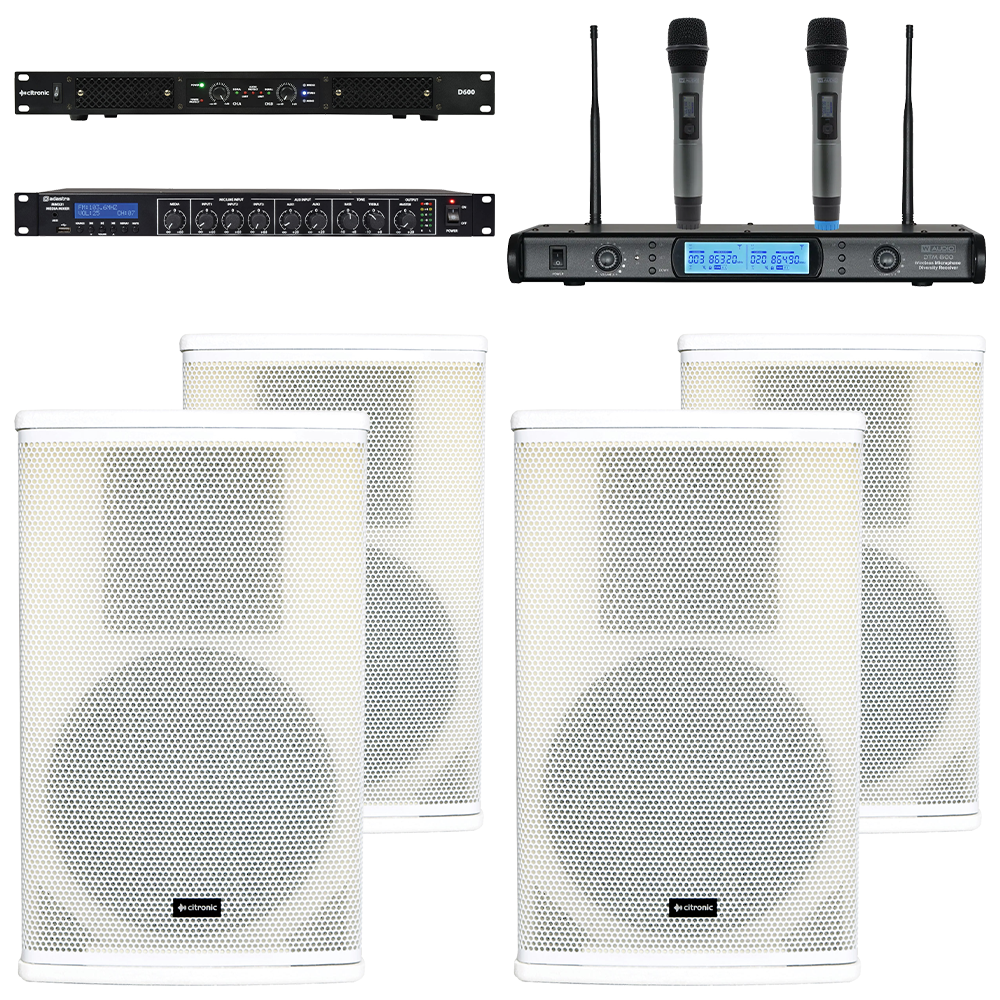 Complete Village Hall Sound System with Four Speakers