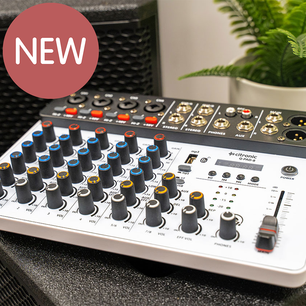 Citronic Q-PAD-8 compact mixer with USB, Bluetooth and audio interface