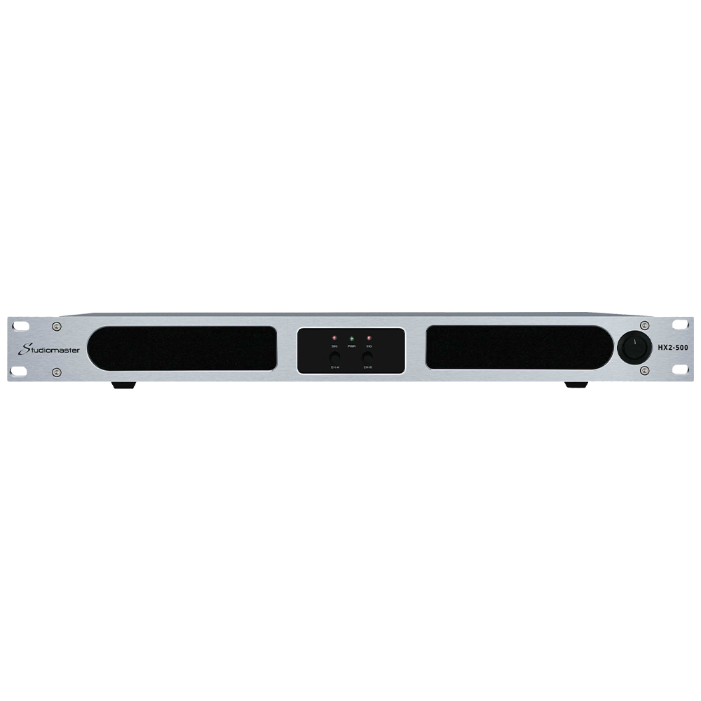 Studiomaster HX2-500 2 x 425W at 4Ω stereo power amplifier