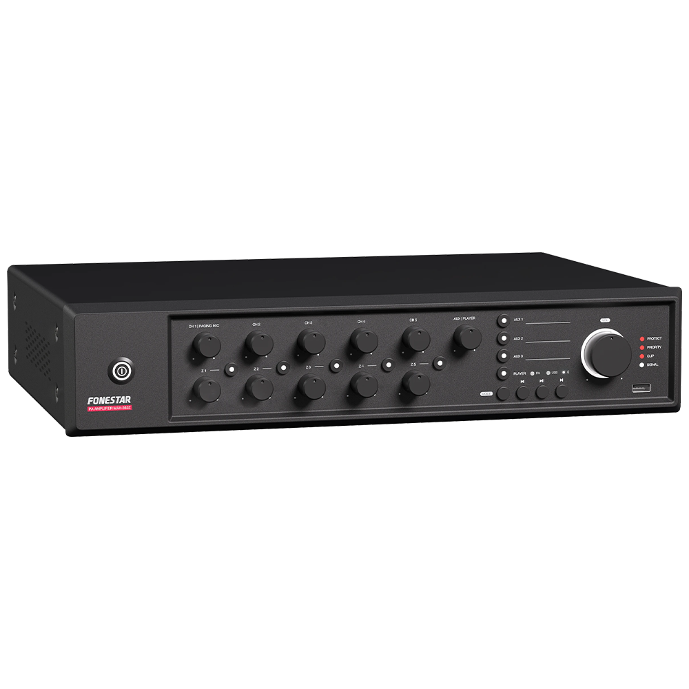 Fonestar MAX-360Z 360W 100V line 5-zone mixer amplifier with Bluetooth