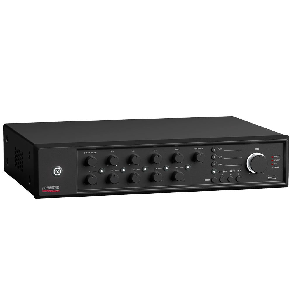 Fonestar MAX-600Z 600W 100V line 5-zone mixer amplifier with Bluetooth 