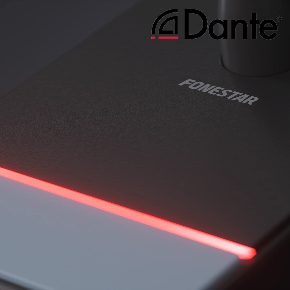 Fonestar MIC-DANTE push-to-talk PA desktop gooseneck microphone with integrated Dante® module