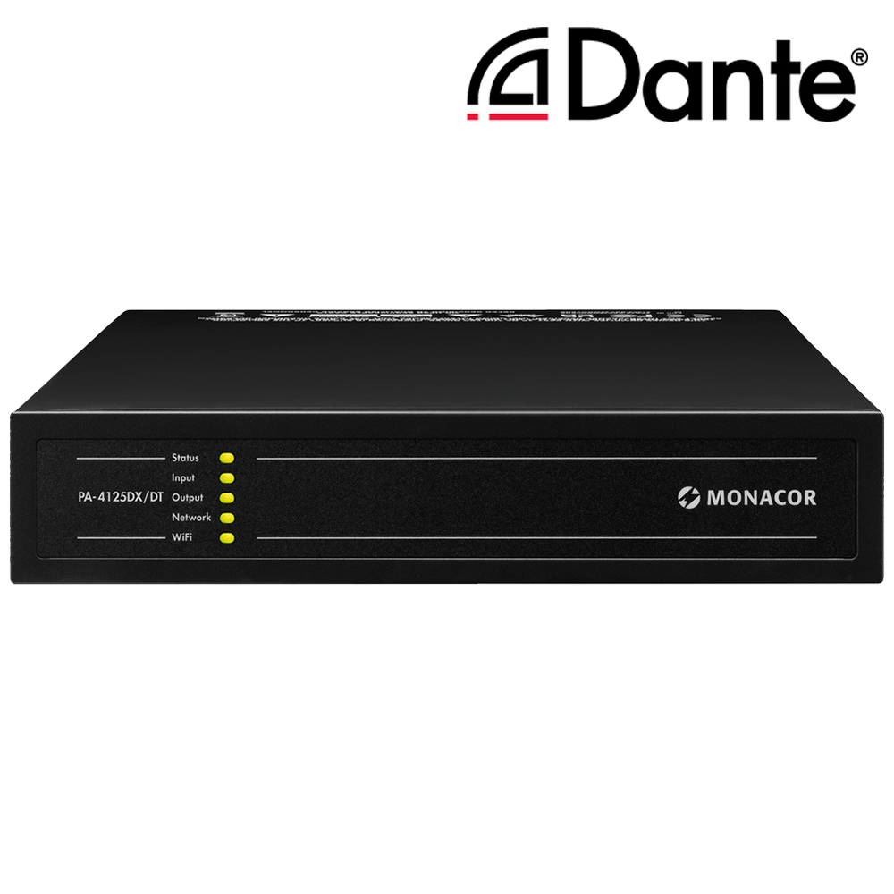 Monacor PA-4125DX/DT 4-zone 500W Dante® amplifier