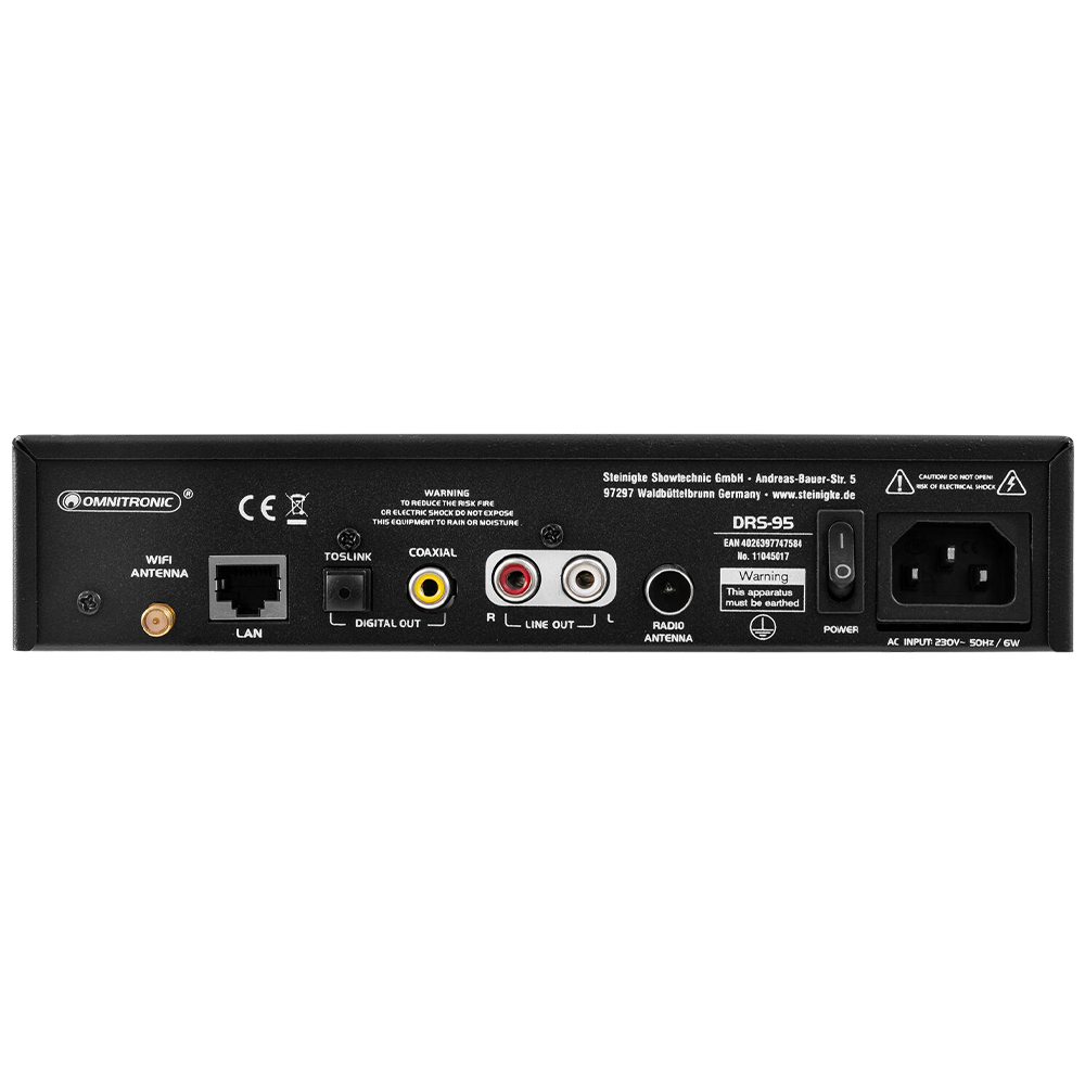 Omnitronic DRS-95 rack-mountable stereo internet radio with DAB+ and Bluetooth