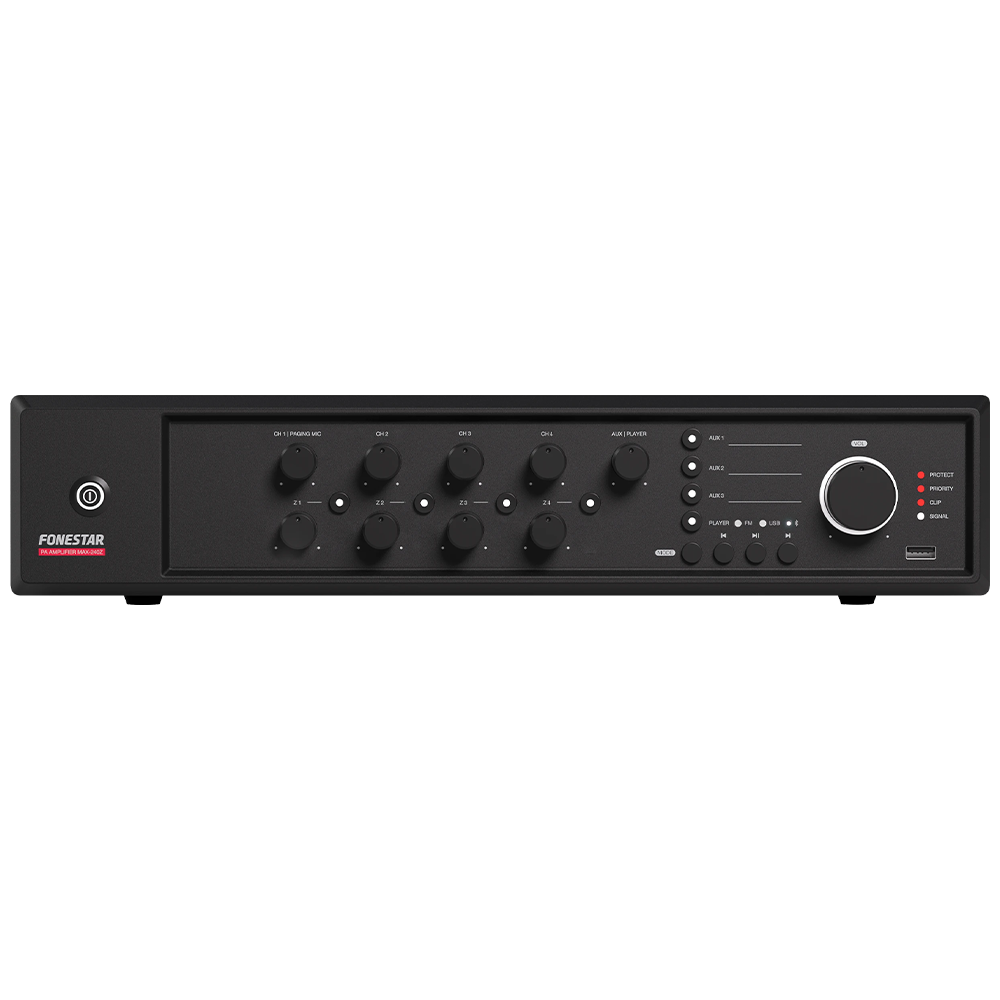 Fonestar MAX-240Z 240W 100V line 4-zone mixer amplifier with Bluetooth