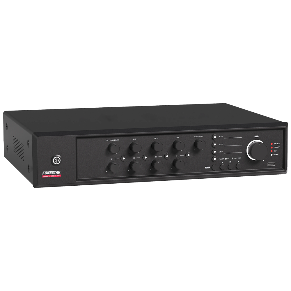 Fonestar MAX-240Z 240W 100V line 4-zone mixer amplifier with Bluetooth